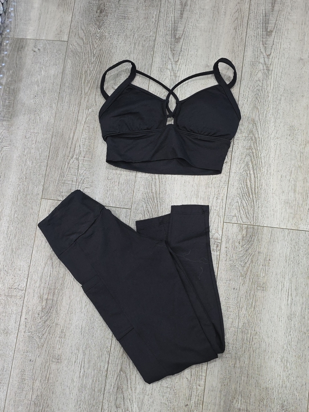 Black Strappy Sports Bra & Leggings Set